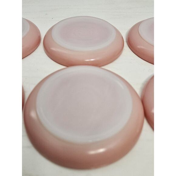 VTG Pink Mauve Rose Milk Glass Drink Coaster Set Retro - Picture 6 of 6